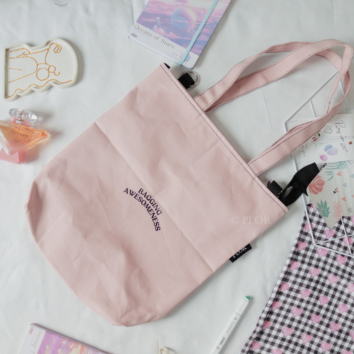 Dusky Pink College Tote Bag